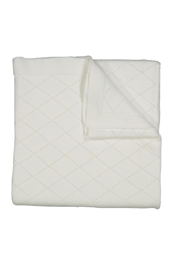 Diamond Pointelle Knit Blanket - White