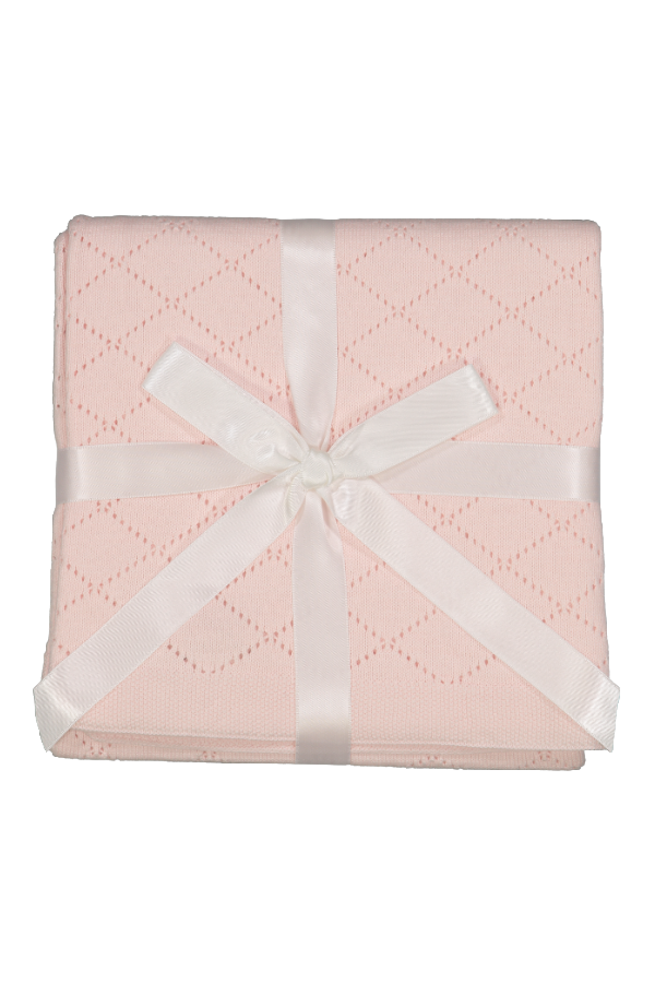 Diamond Pointelle Knit Blanket - Pink