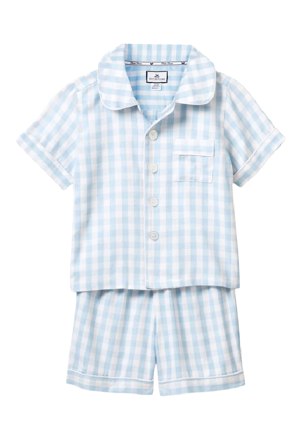 Light Blue Gingham Short Set Pajama