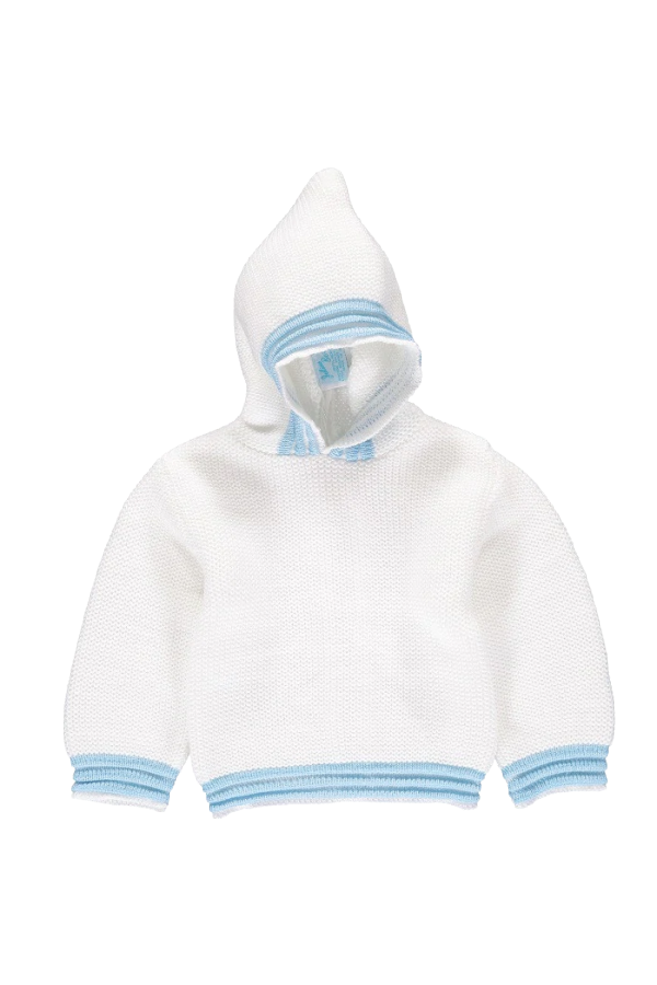 Zip Back Hoodie - Blue Trim