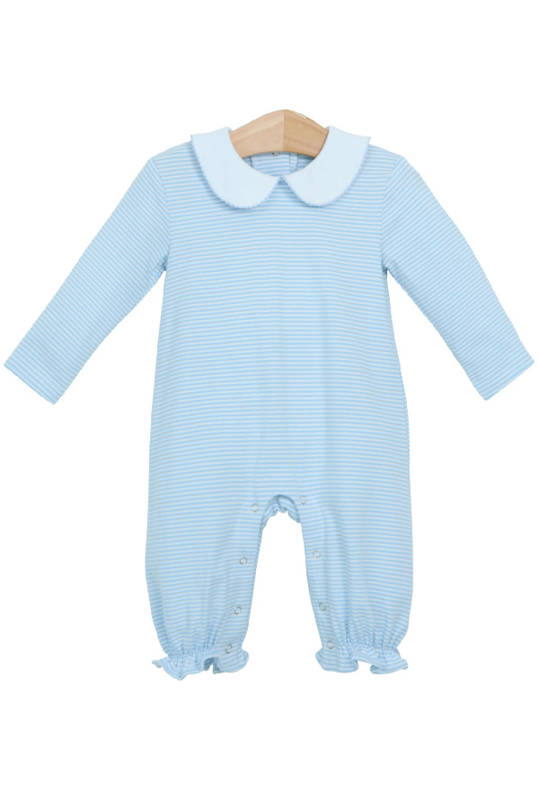 Claire Long Sleeve Romper - Light Blue Stripe