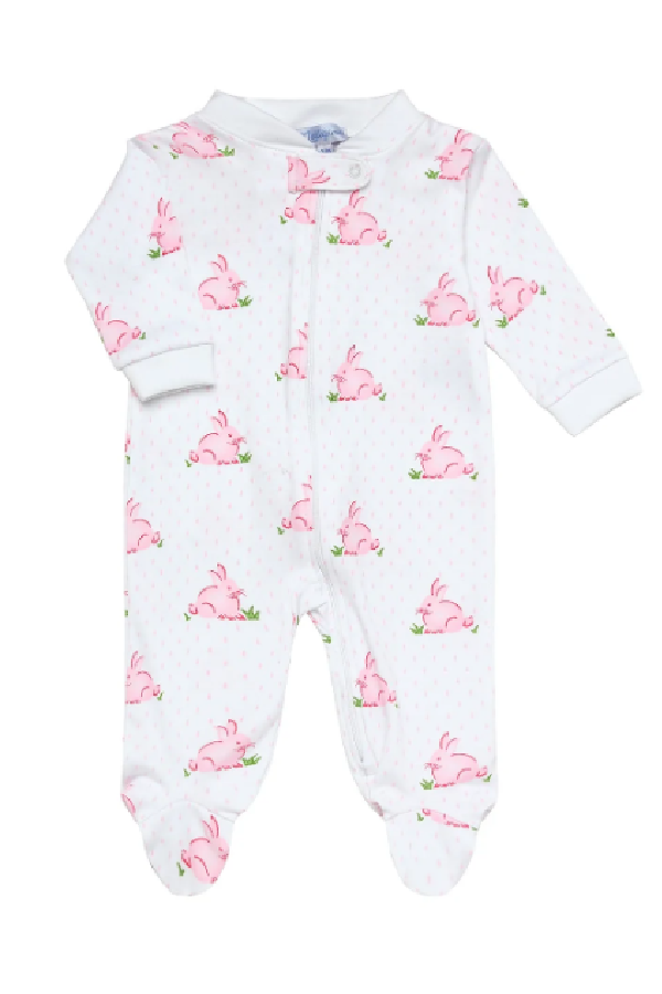 Pink Bunny Baby Zipper Footie