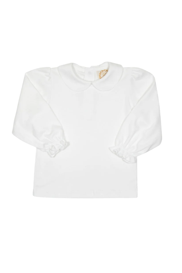 Maude's Peter Pan Collar Pima Long Sleeve Worth Avenue White