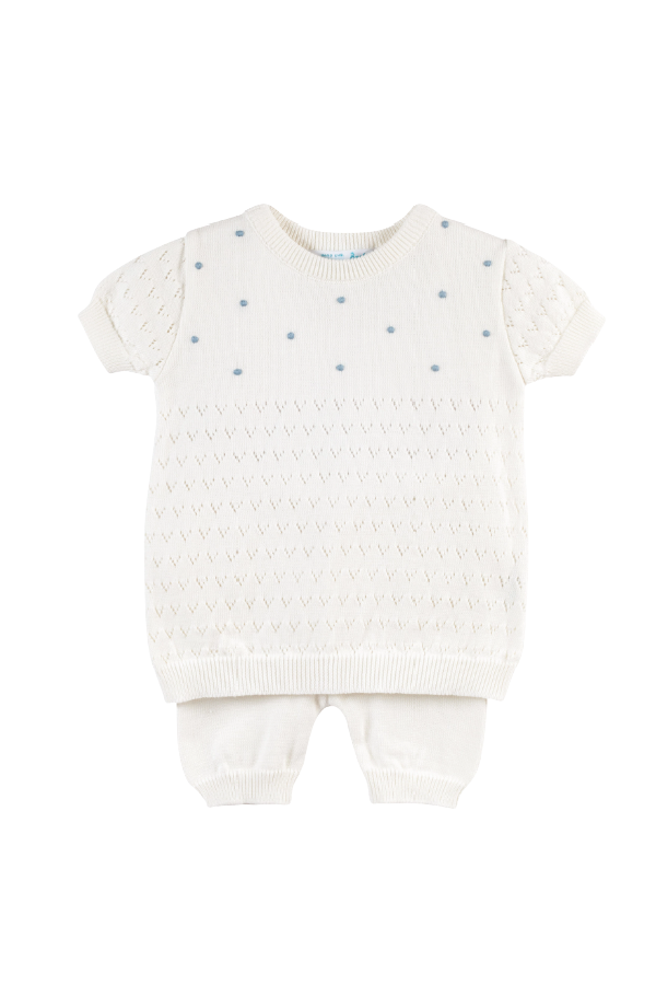 Boys Pointelle Knit Set - Ivory