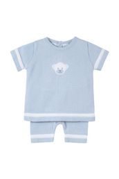 Boys Knit Teddy Bear Set - Blue