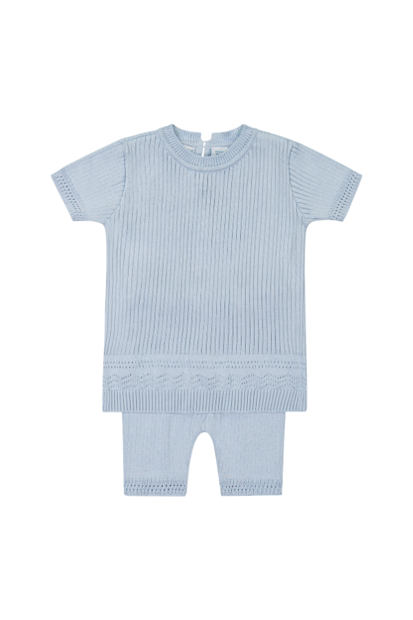 Boys Pointelle Ribbed Set - Powder Blue