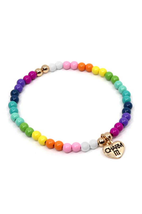 Charm It Gold Rainbow Stretch Bead Bracelet