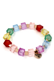 Charm It Gold Rainbow Cube Bead Stretch Bracelet