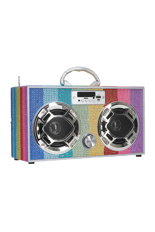 Rainbow Bling Retro Bluetooth Boombox