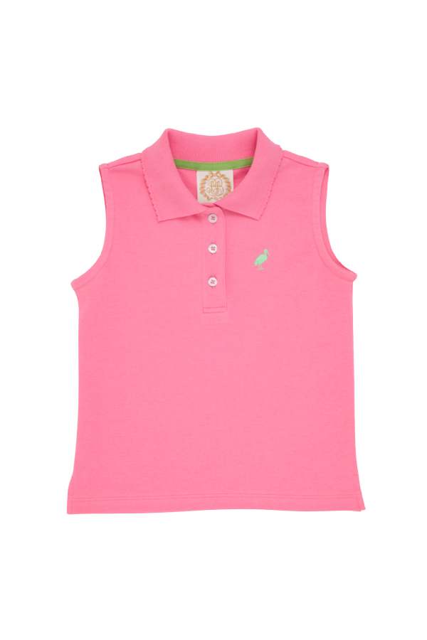 Sleeveless Anna Price Polo in Hamptons Hot Pink with Grace Bay Green