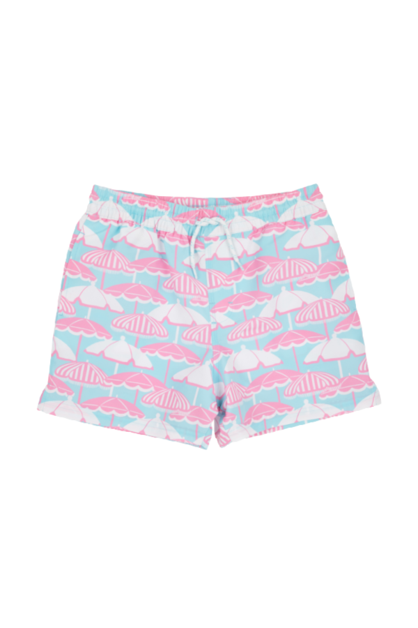 Tortola Swim Trunks in Taylor Bay Brellas with Worth Avenue White