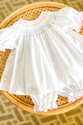 Rainbow Scalloped Smocked Bloomer Set