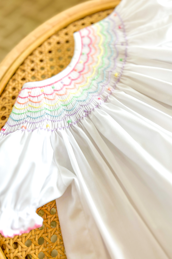 Rainbow Scalloped Smocked Bloomer Set