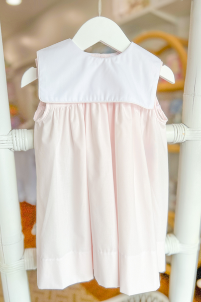 Sleeveless Square Bib Dress in Light Pink