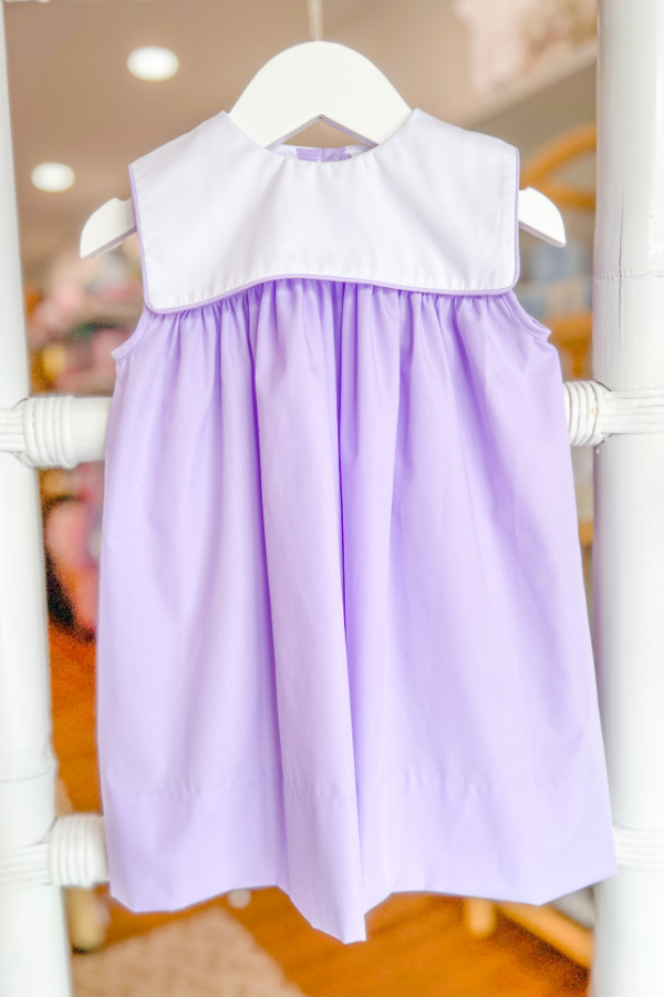 Sleeveless Square Bib Dress in Lavender
