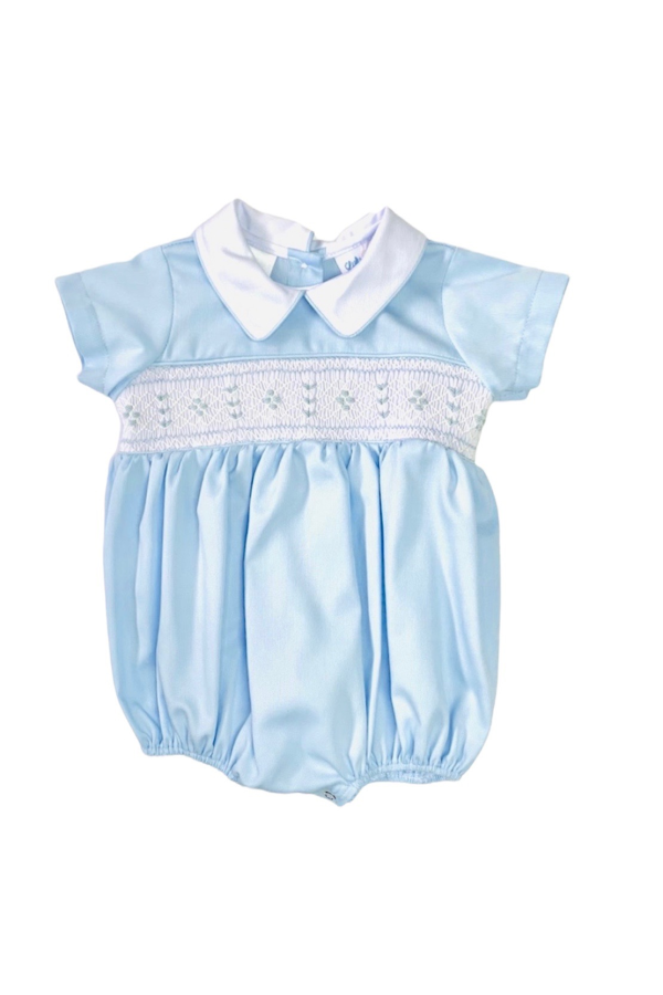 Noah Blue Smocked Bubble