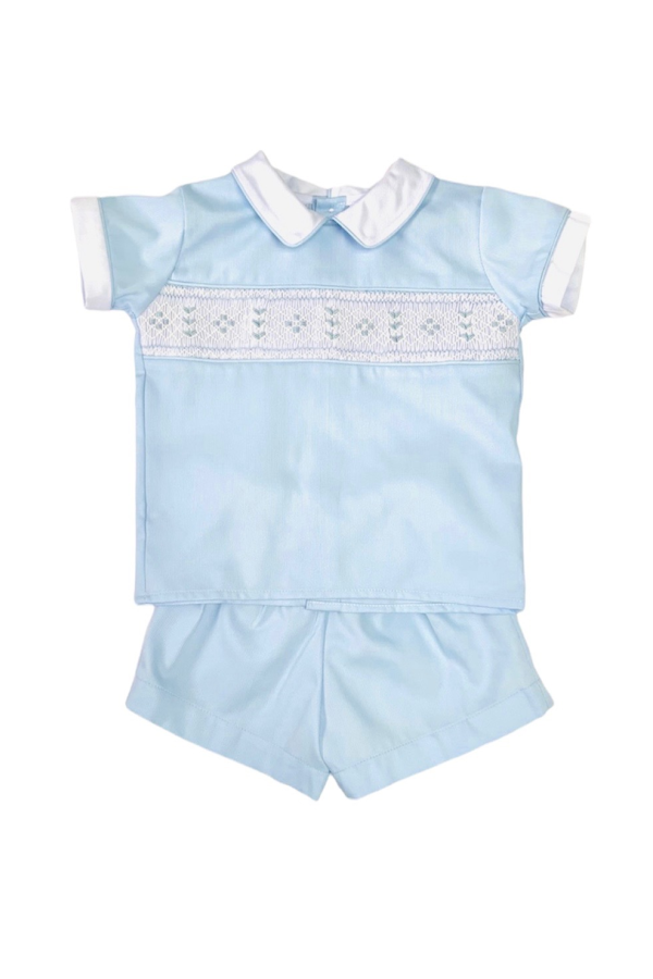 Drew Blue Smocked Short Set