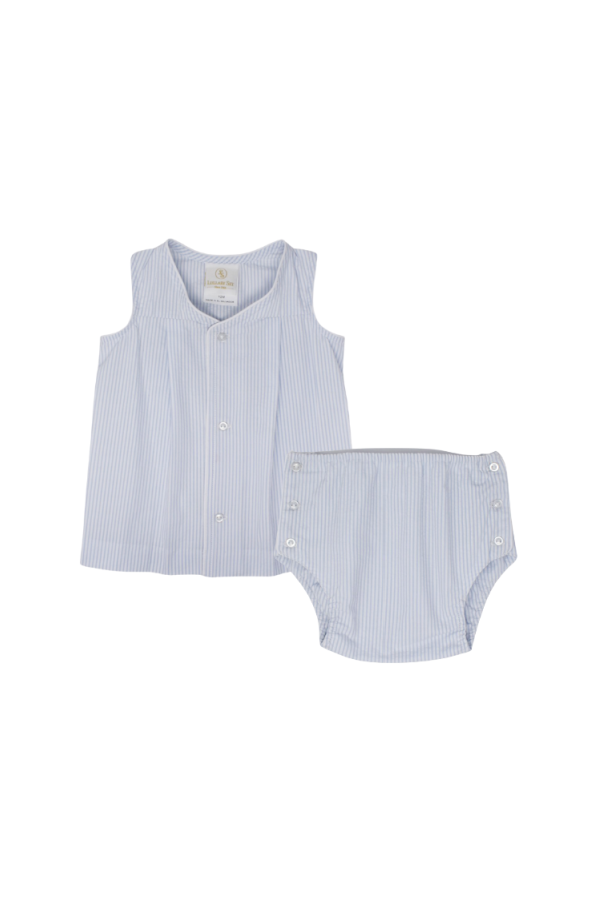 Jack Diaper Set in Blue and White Seersucker