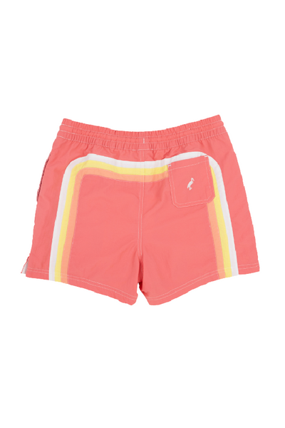 Sarasota Swim Trunks - Stripe in Parrot Cay Coral with Worth Avenue White