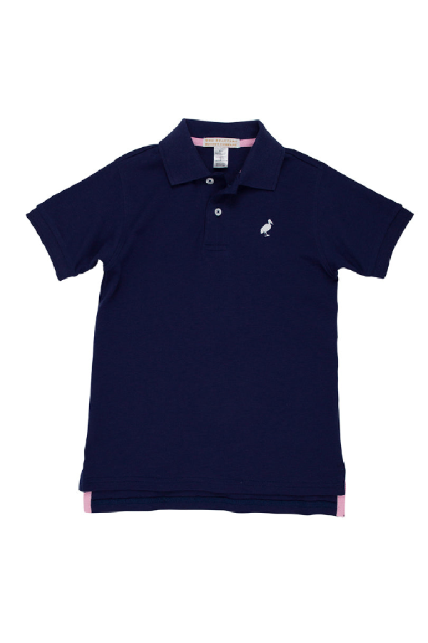 Prim and Proper Polo Short Sleeve in Nantucket Navy with Worth Avenue White Stork