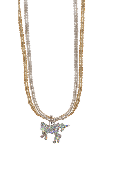 Glitter Unicorn and Lightning Necklace