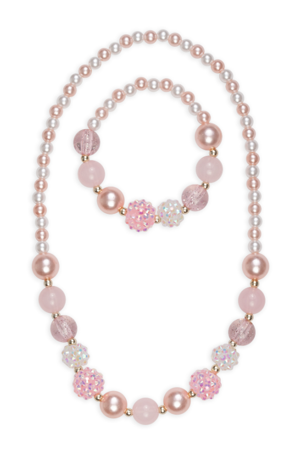 Pearly Pink Necklace and Bracelet Set