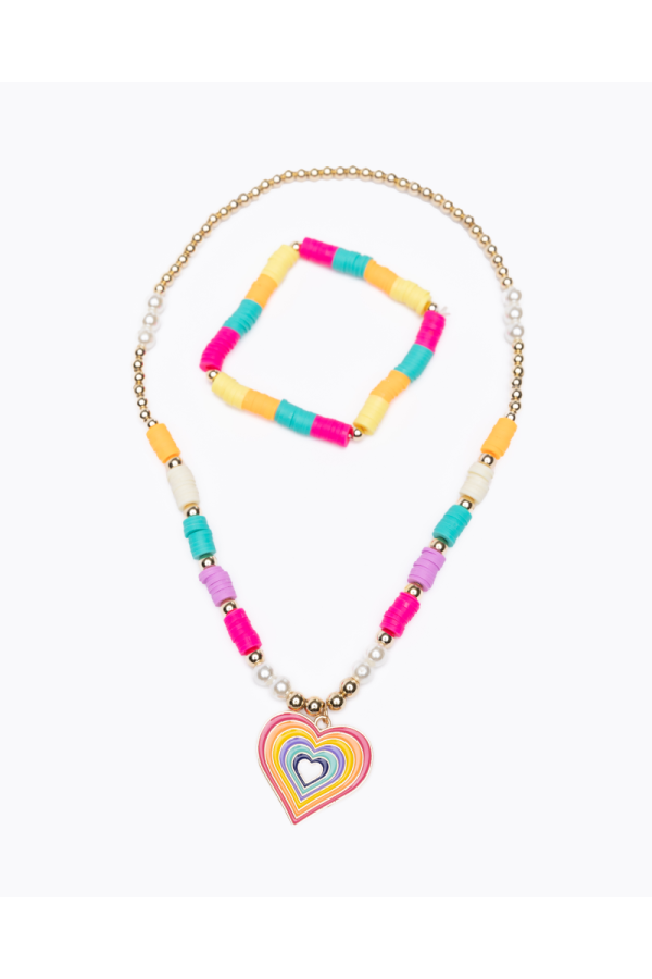 Rainbow Love Necklace and Bracelet Set