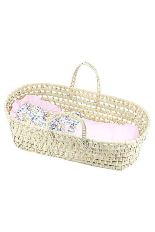 Doll Moses Basket with Liberty Bedding