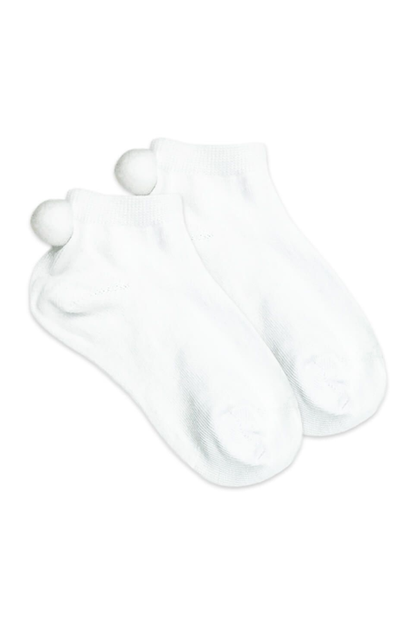 Pom Pom Ankle Socks White