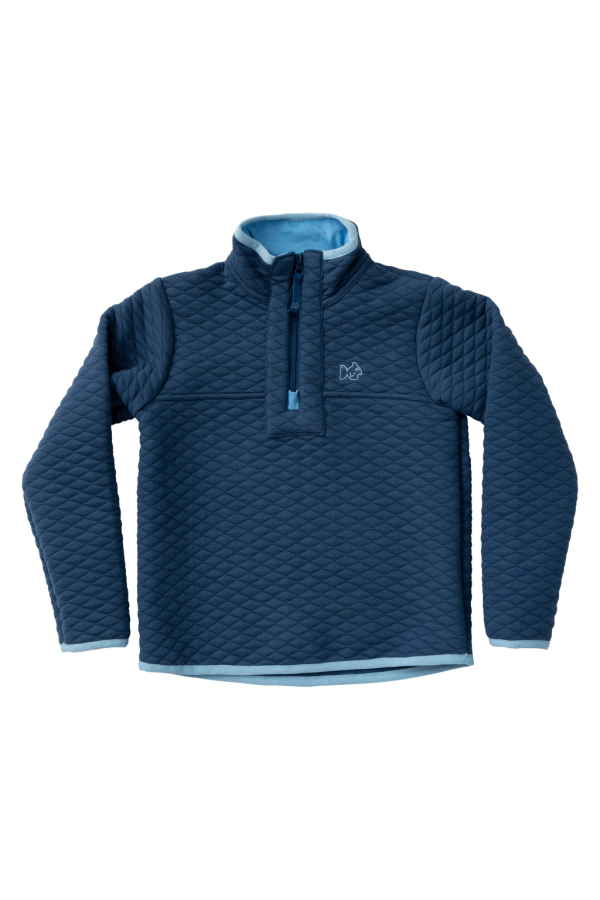 Quilted Zip Pullover in Moonlight Blue