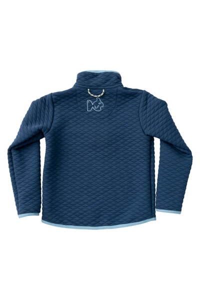 Quilted Zip Pullover in Moonlight Blue