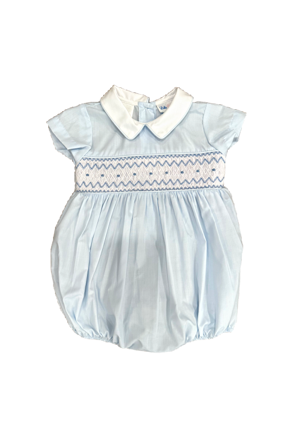 Noah Light Blue Smocked Bubble