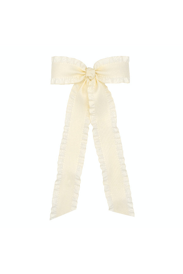 Ruffled Edge Satin Bowtie with Streamer Tails