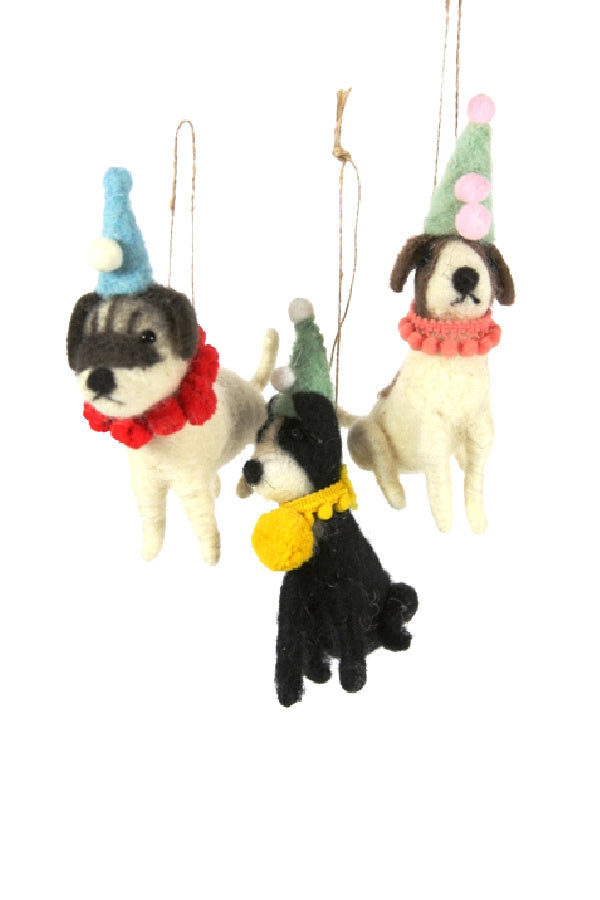 Felt Party Dog Ornament - Assorted