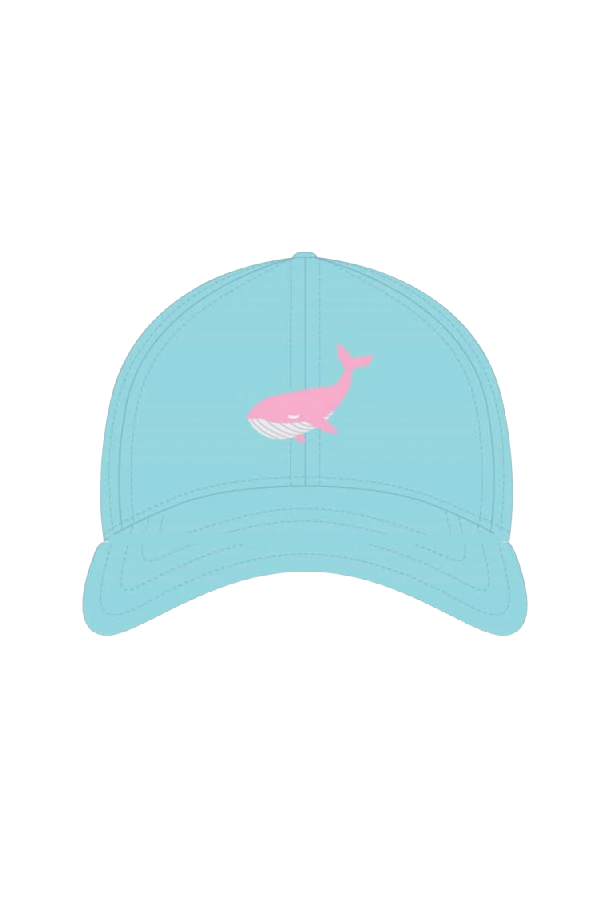 Whale Needlepoint on Aqua Kids Hat