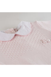 Pique Collar Knit Longall with Hat - Pink