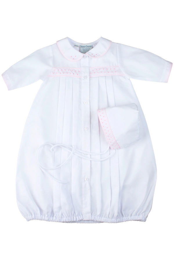 Dot Embroidered Take Me Home Gown and Hat - White