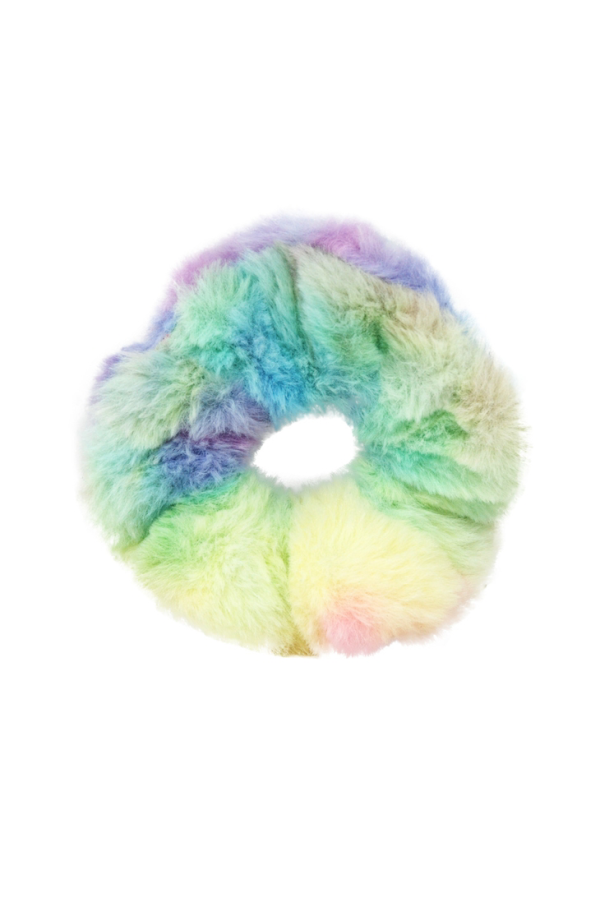 Rainbow Fur Scrunchie