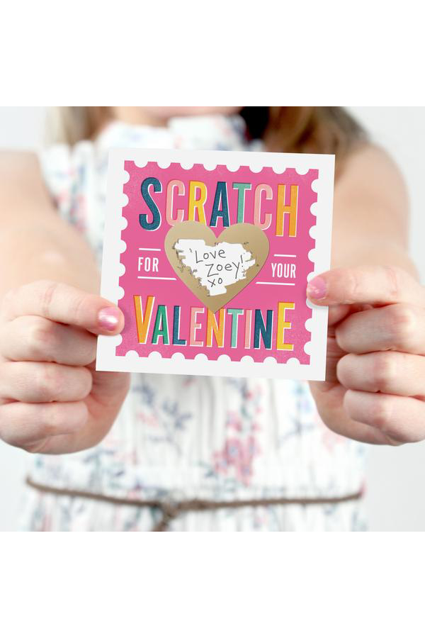Box of Scratch Off Stamp Valentine Cards - Pink