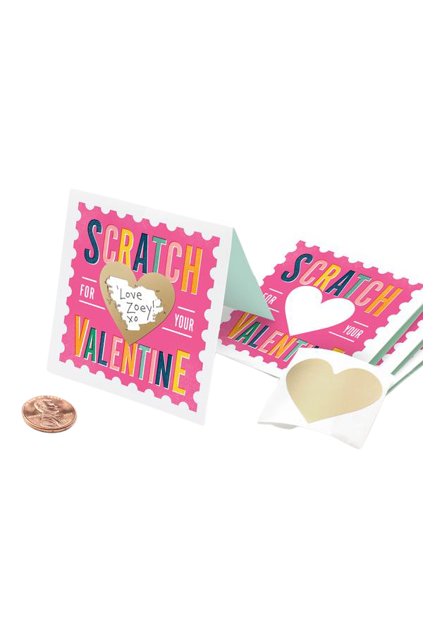 Box of Scratch Off Stamp Valentine Cards - Pink