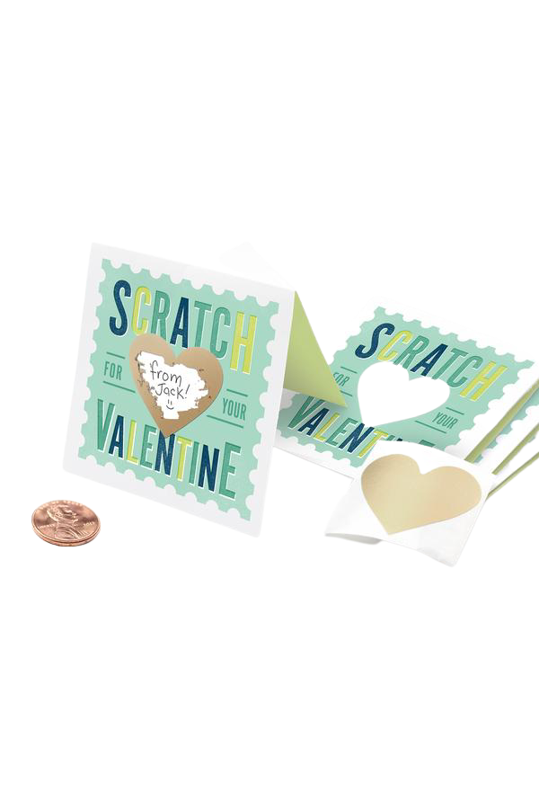 Box of Scratch Off Stamp Valentine Cards - Blue