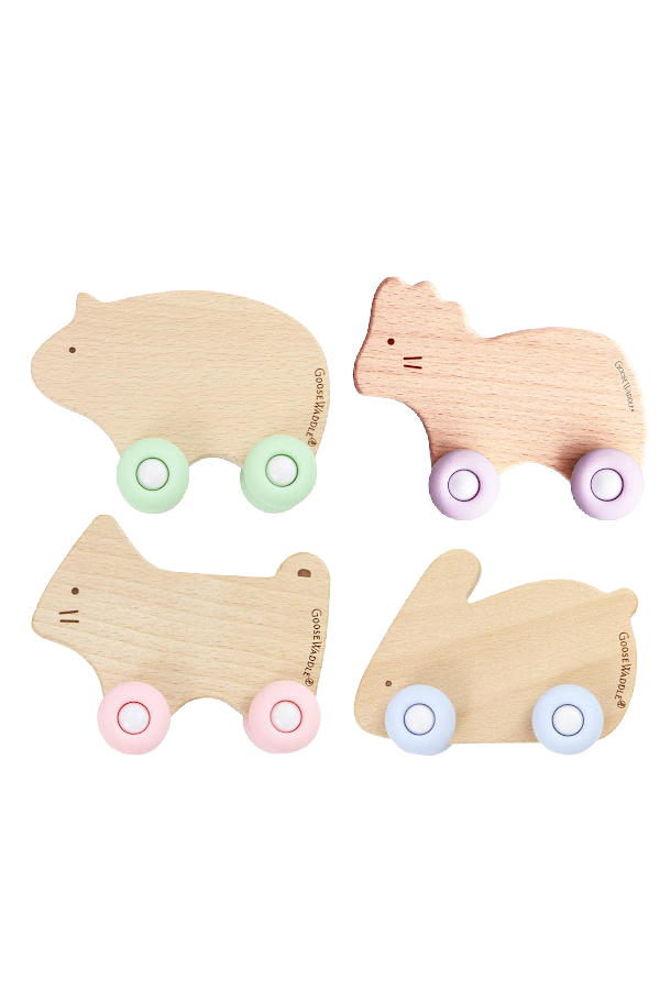 Silicone + Wood Teether with Wheels