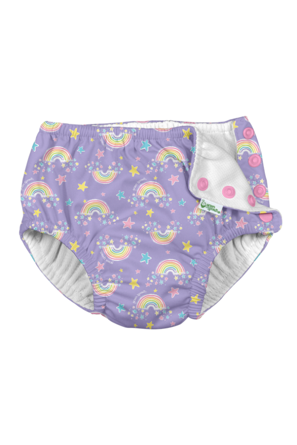 Snap Swimsuit Diaper - Violet Rainbows