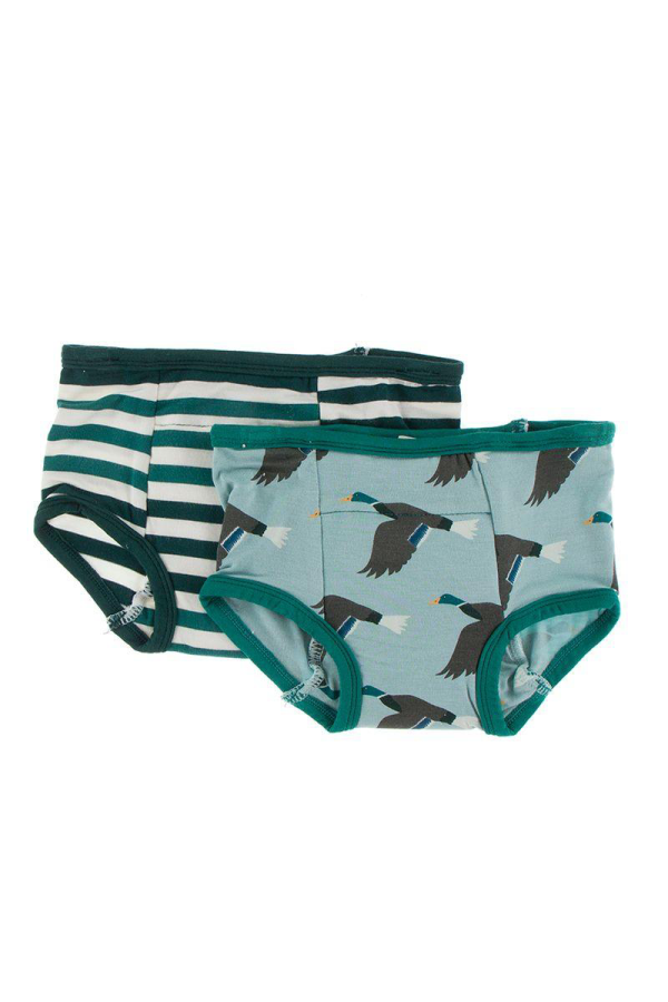 Training Pants Set - Wildlife Stripe and Jade Mallard Duck