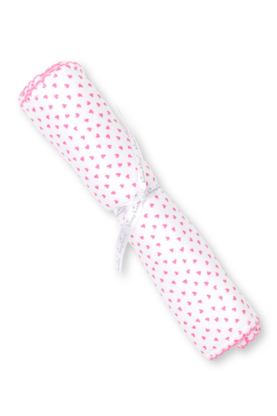 Petite Paradise Heart Print Pink Burp Cloth