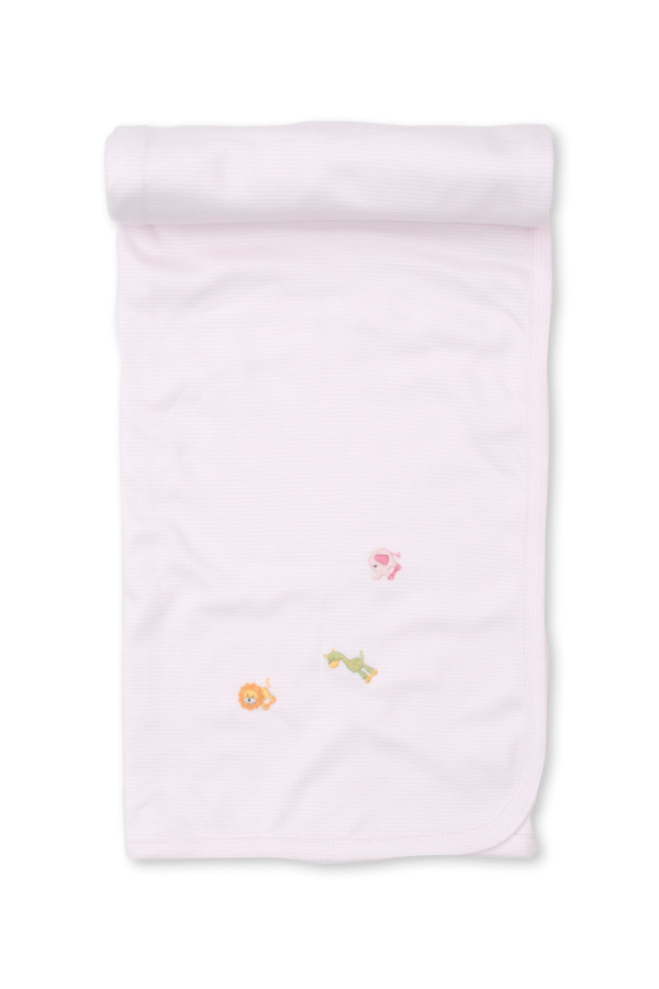 Jungle Joy Hand Embroidered Blanket - Pink