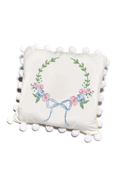 Over the Moon Monogrammable Pillow with Insert - Wreath with Bow