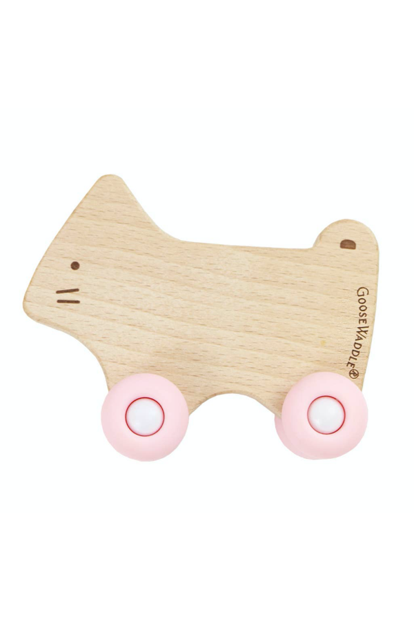 Silicone + Wood Teether with Wheels