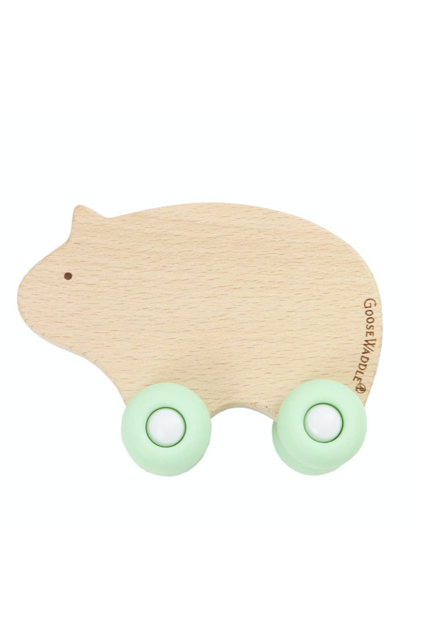 Silicone + Wood Teether with Wheels