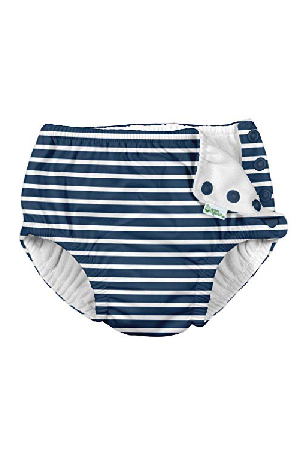 Snap Swimsuit Diaper - Navy Stripe